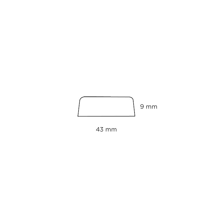 Forkantliste fyr 2 runde kanter - 9 x 43 mm x 3 meter